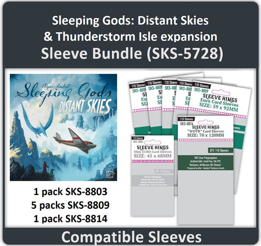 "Sleeping Gods: Distant Skies & Thunderstorm Isle expansion" Compatible Card Sleeve Bundle (8803 X1, 8809 X5, 8814 X1)