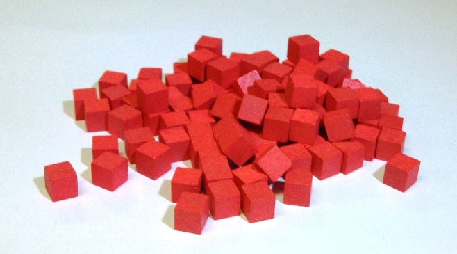 100 Wood Cubes (10 MM) - 10mm in retail packaging (several colors to choose from)