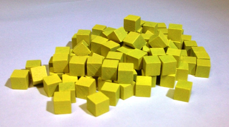 100 Wood Cubes (10 MM) - 10mm in retail packaging (several colors to choose from)