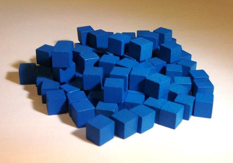 100 Wood Cubes (10 MM) - 10mm in retail packaging (several colors to choose from)