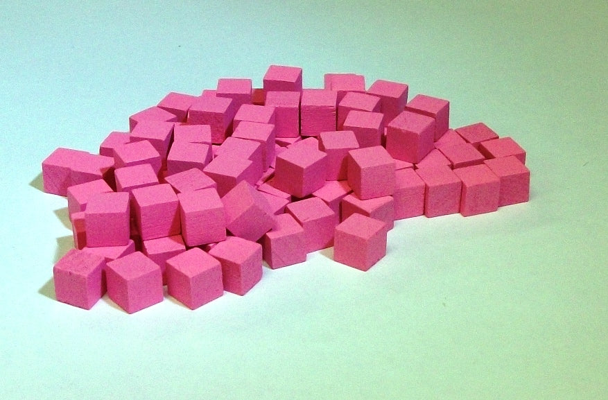 100 Wood Cubes (10 MM) - 10mm in retail packaging (several colors to choose from)