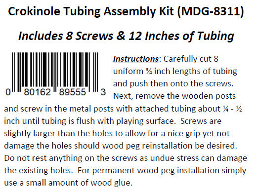 Phillips Head Metal/Rubber Crokinole Adaptor Kit (8 Screws + 10in Rubber)