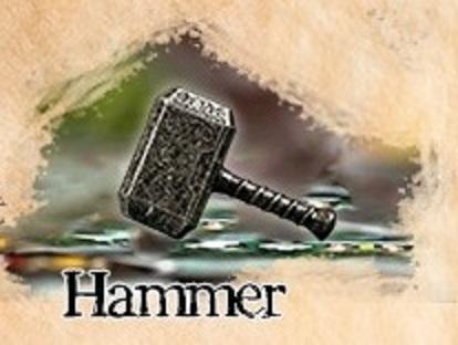 Player Token: Grey/Black Color Hammer In Metal Alloy