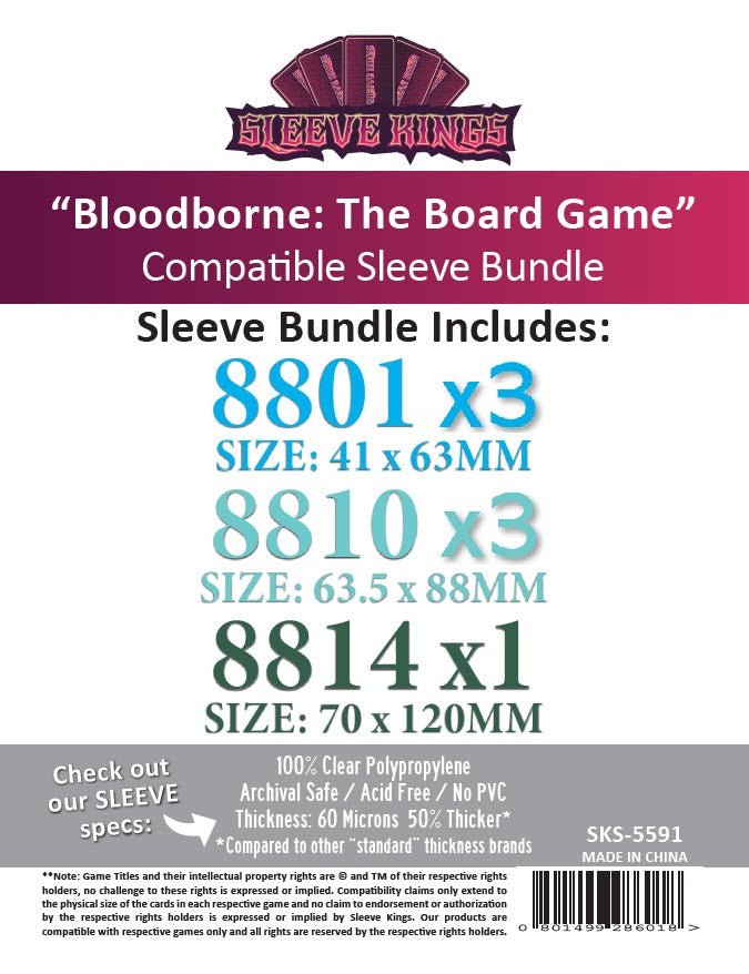 "Bloodborne: The Board Game" Compatible Sleeve Bundle (8810 X 3 + 8801 X 3 + 8814 X 1)