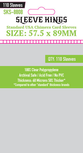 "Chimera" Standard USA Card Sleeves (57.5x89mm) 110 Pack, 60 Micron, SKS-8808