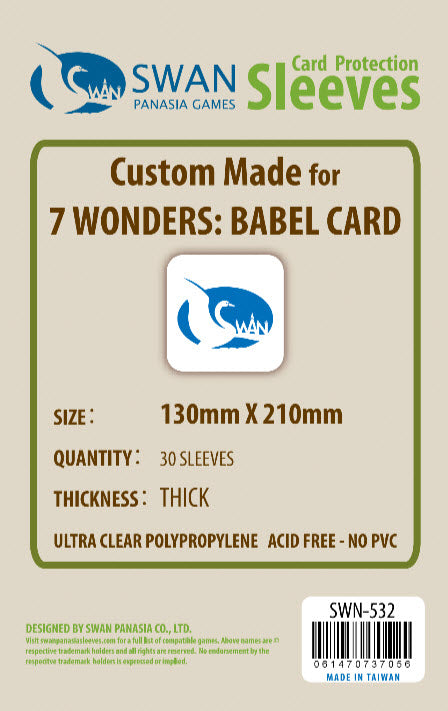 Premium: 130x210 mm Card Sleeves for Babel 7 Wonders - 30 sleeves (SWN-532)