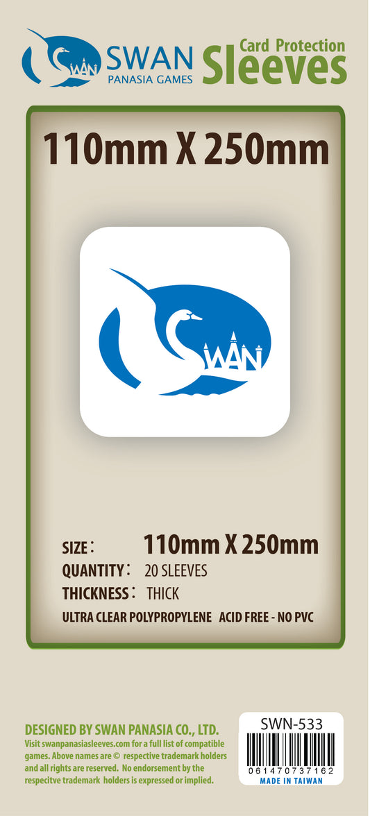 Premium: 110x250 mm Card Sleeves- 20 per pack  (SWN-533)