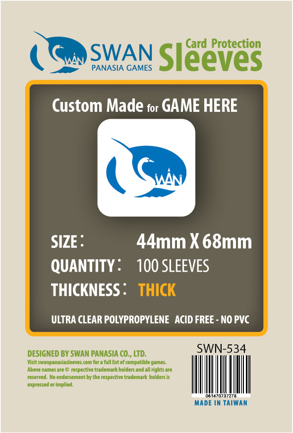 Premium: 44 X 68 mm Card Sleeves- 100 sleeves (SWN-534)