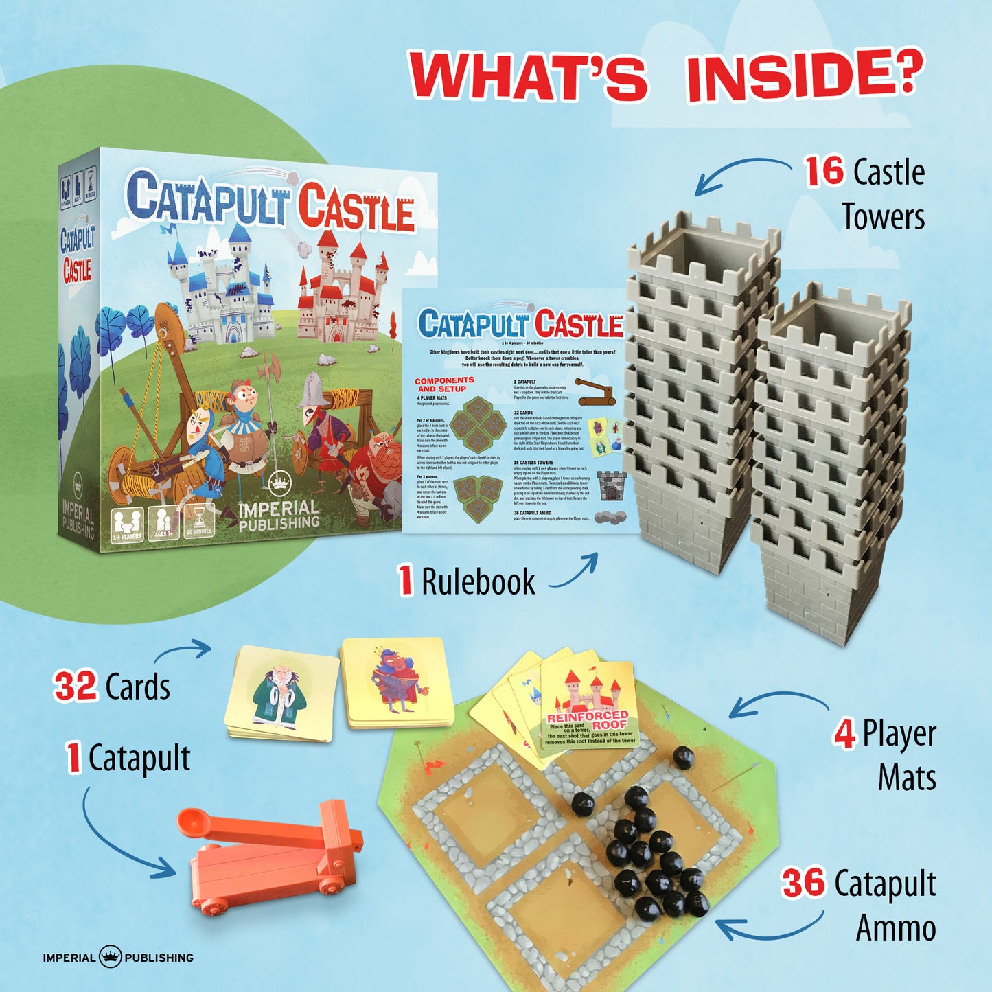 Catapult Castle 1-4 Player Midevil Dexterity Game (Case Lot of 6 Games)